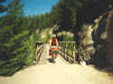 Doug crossing #17 Trestle at Myra Canyon