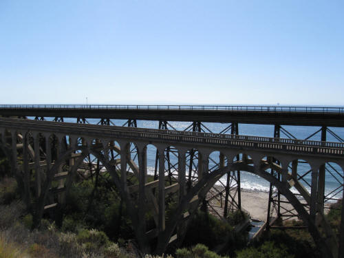 The higher bridge in the background is the Amtrak rail bridge.