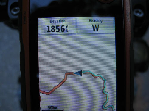 My GPS Readout at the Top of the Hill