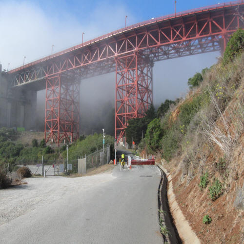 Start of the Steep Twisting Road to the Bridge Deck