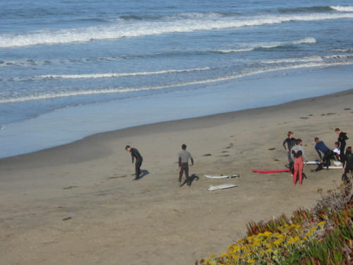 Surfers Getting Ready